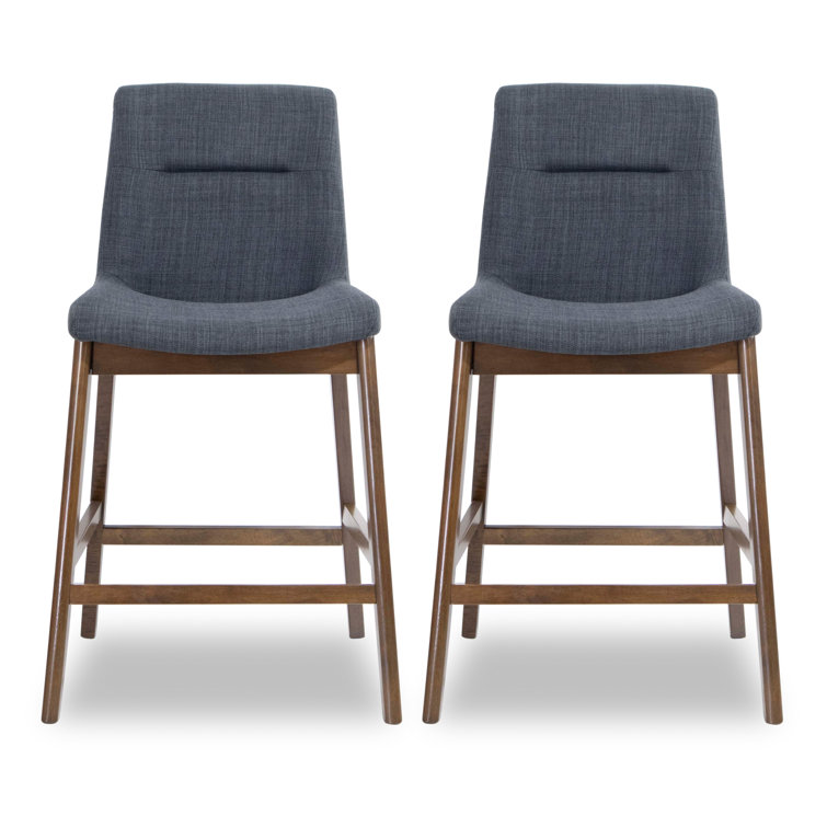 Helena Mid Century Square Polyester Counter Stool In Dark Grey Pair